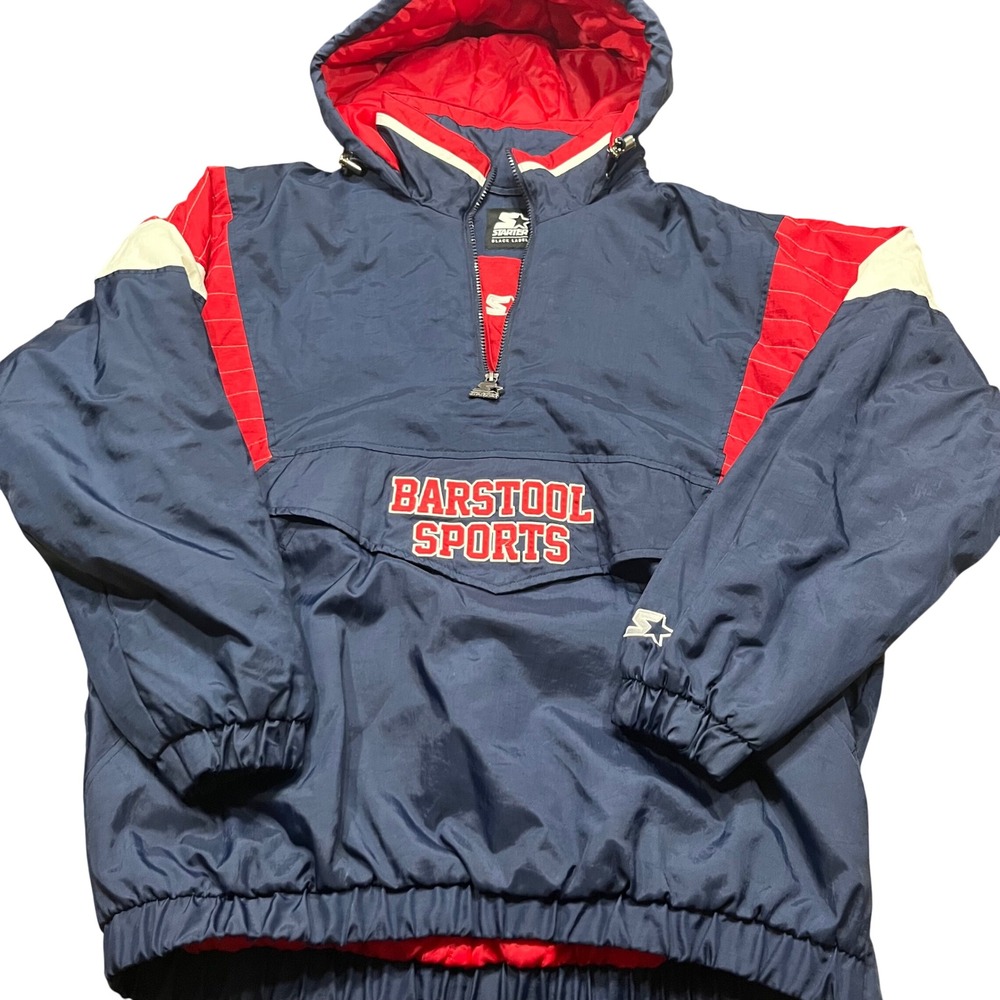 Starter Black Label x Barstool Sports Anorak Jacket Mens Large Navy Red Half Zip